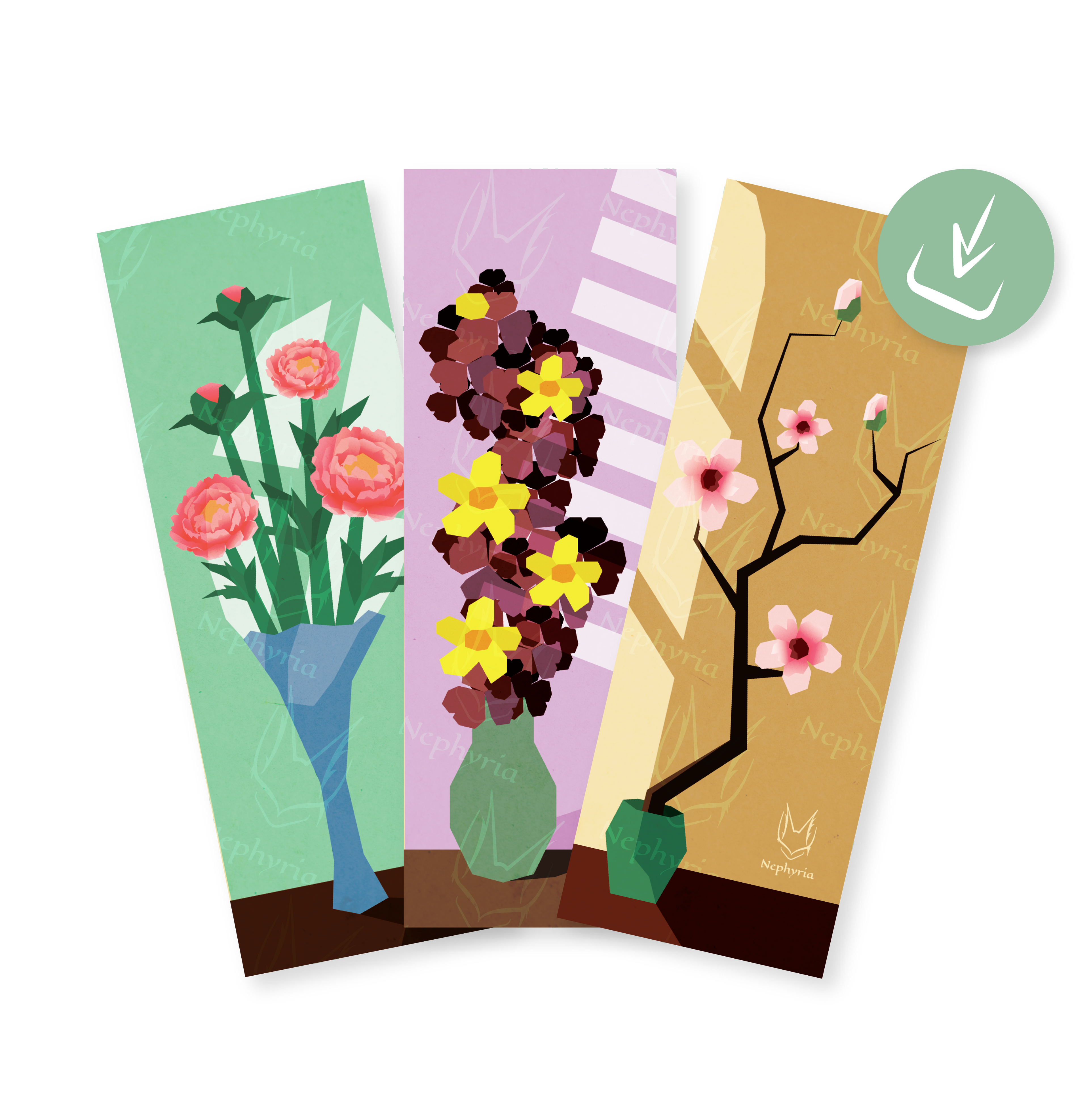 Blomster – 6 Digital Bookmarks (Print it Yourself)